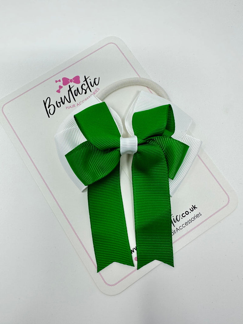 3.5 Inch Tail Bobble - Emerald Green & White