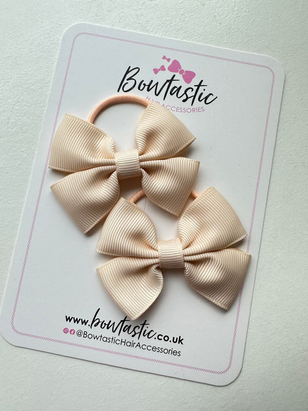 2.5 Inch Butterfly Bow Thin Elastic - Nude - 2 Pack