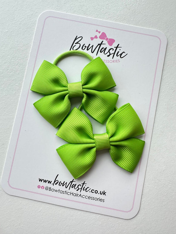 2.5 Inch Butterfly Bow Thin Elastic - Apple Green - 2 Pack