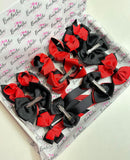 School Bundle - 5 Matching Pairs - Red & Black - Clips