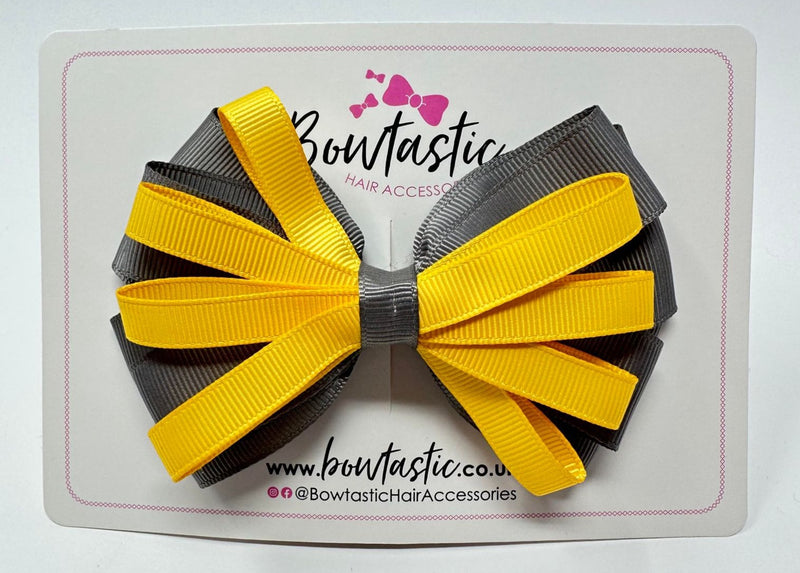 4.5 Inch Loop Bow - Yellow Gold & Metal Grey