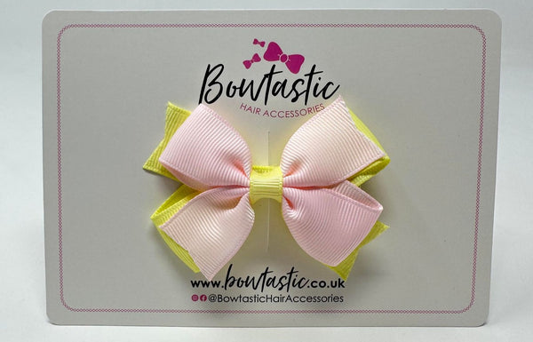 3 Inch 2 Layer Bow - Powder Pink & Baby Maize