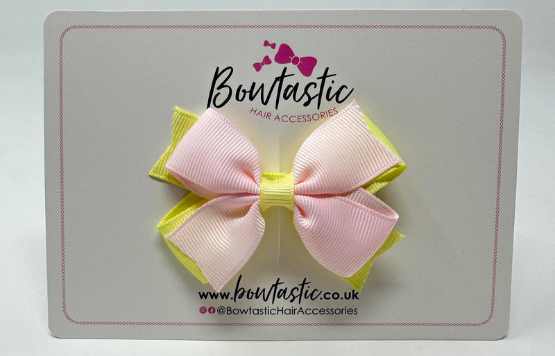 3 Inch 2 Layer Bow - Powder Pink & Baby Maize