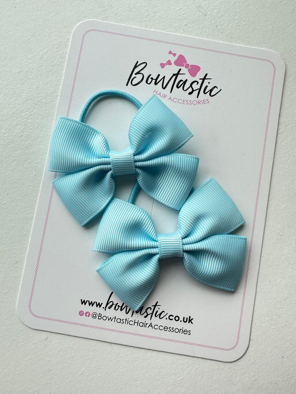 2.5 Inch Butterfly Bow Thin Elastic - Light Blue - 2 Pack