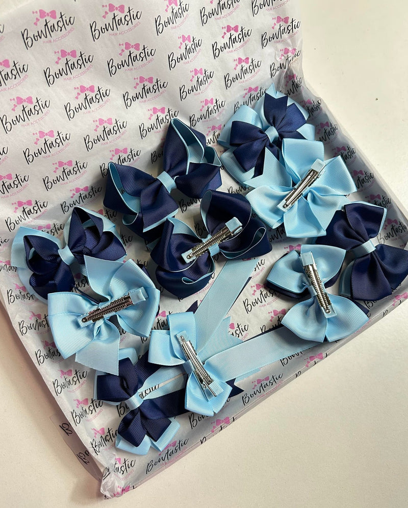 School Bundle - 5 Matching Pairs - Navy & Blue Topaz - Clips