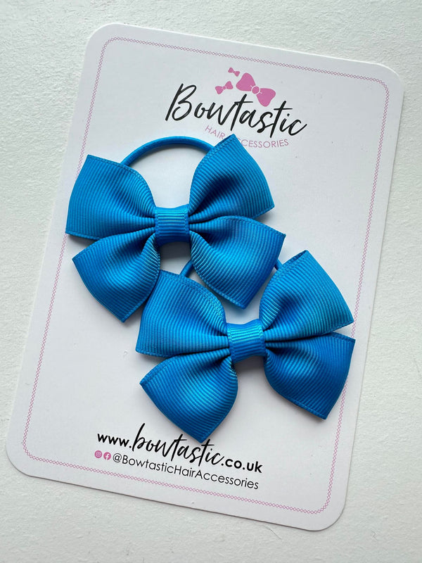 2.5 Inch Butterfly Bow Thin Elastic - Aegean Blue - 2 Pack