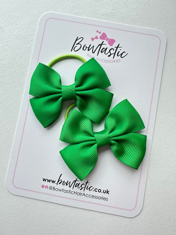 2.5 Inch Butterfly Bow Thin Elastic - Emerald Green - 2 Pack