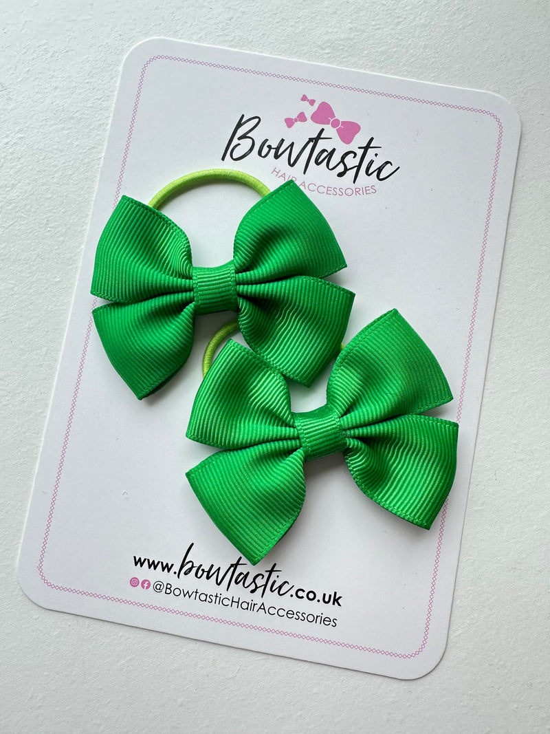 2.5 Inch Butterfly Bow Thin Elastic - Emerald Green - 2 Pack