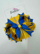 4.5 Inch Ring Bow Bobble - Royal Blue & Yellow Gold