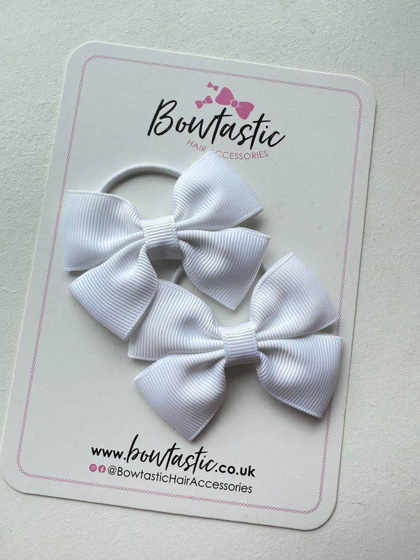 2.5 Inch Butterfly Bow Thin Elastic - White - 2 Pack