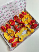 School Bundle - 5 Matching Pairs - Red & Yellow Gold - Clips