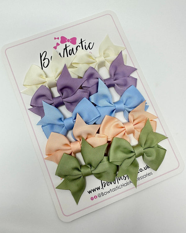 Bow Set - 2.5 Inch - Thistle, Spring Moss, Petal Peach, Bluebell & Antique White - 10 Pack