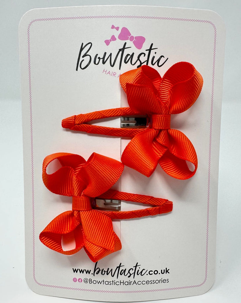 2 Inch Bow Snap Clip - Autumn Orange - 2 Pack