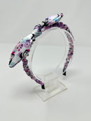 Christmas - Velvet Bunny Ear Headband - Blue & Purple Penguin