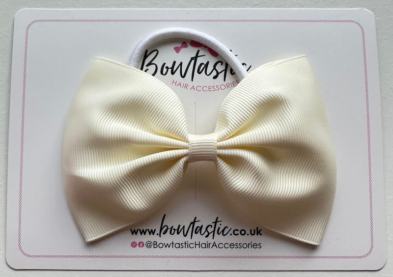 4.5 Inch Tuxedo Bow Bobble - Antique White