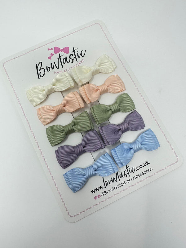Bow Set - 1.75 Inch - Antique White, Petal Peach, Spring Moss, Thistle & Bluebell - 10 Pack