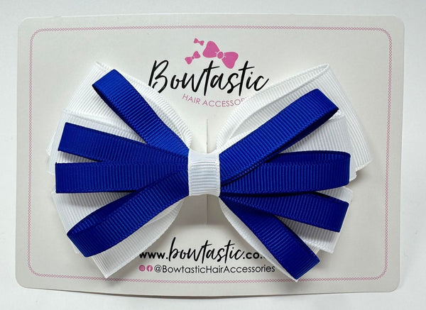 4.5 Inch Loop Bow - Cobalt & White