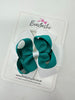 3.75 Inch Double Bow Bobble - Jade Green & White
