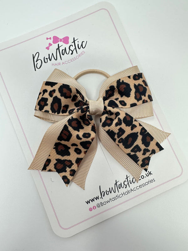 3.5 Inch Tail Bow - Thin Elastic - Leopard