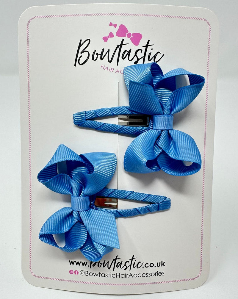 2 Inch Bow Snap Clip - Porcelain Blue - 2 Pack