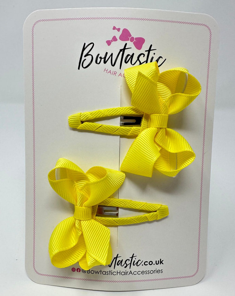 2 Inch Bow Snap Clip - Lemon - 2 Pack