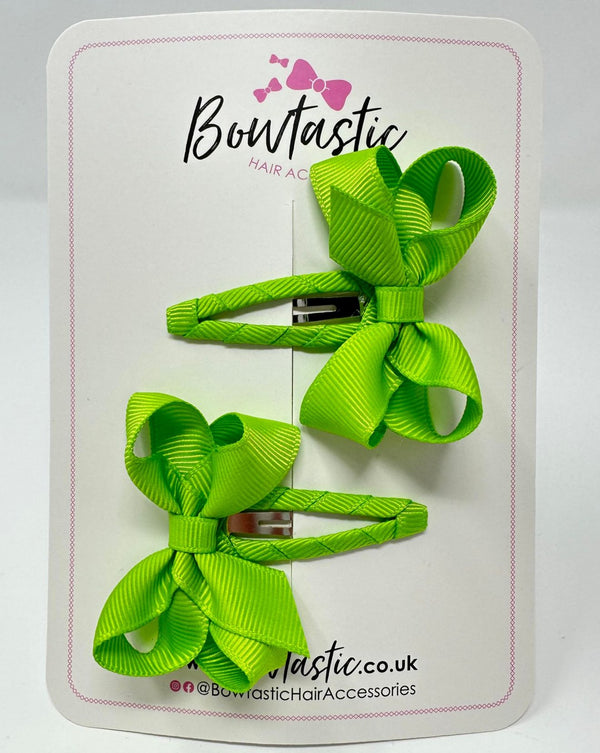 2 Inch Bow Snap Clip - Apple Green - 2 Pack