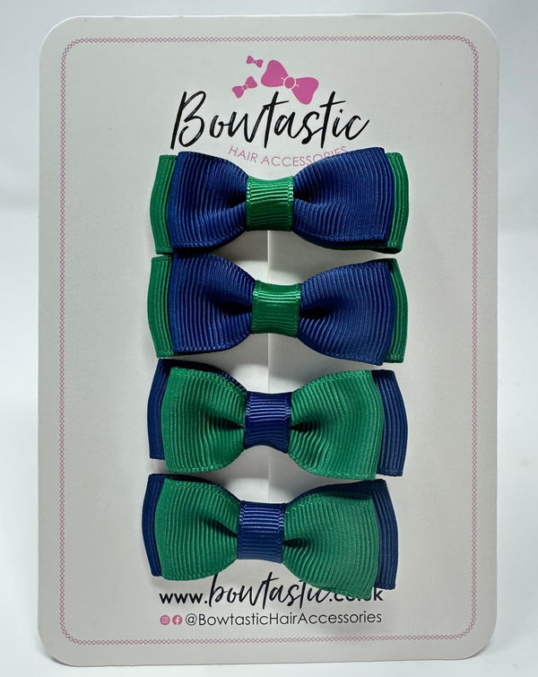 1.75 Inch Bows - Forest Green & Navy - 4 Pack