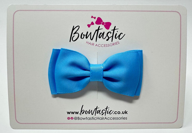 3 Inch Flat Double Bow - Capri Blue