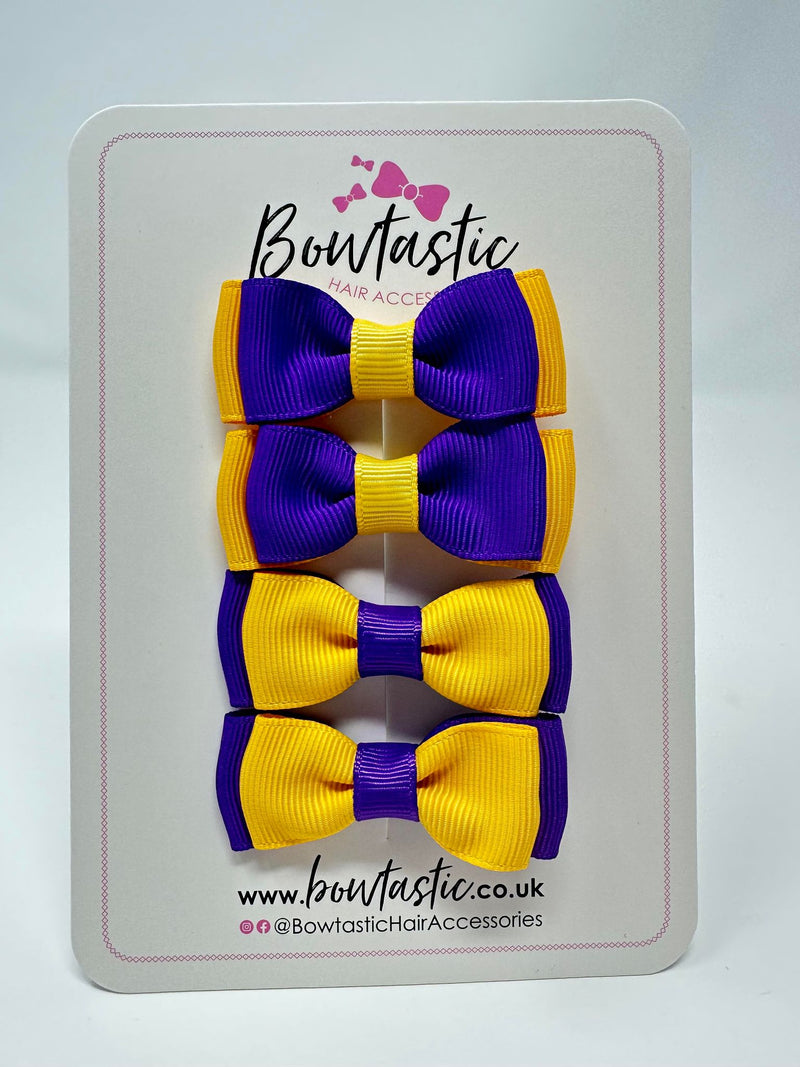 1.75 Inch Bows - Purple & Yellow Gold - 4 Pack