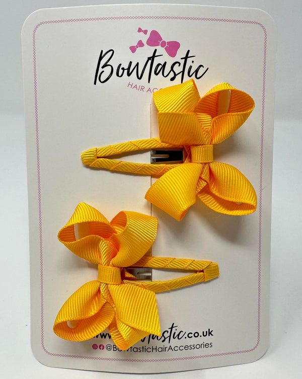 2 Inch Bow Snap Clip - Yellow Gold - 2 Pack