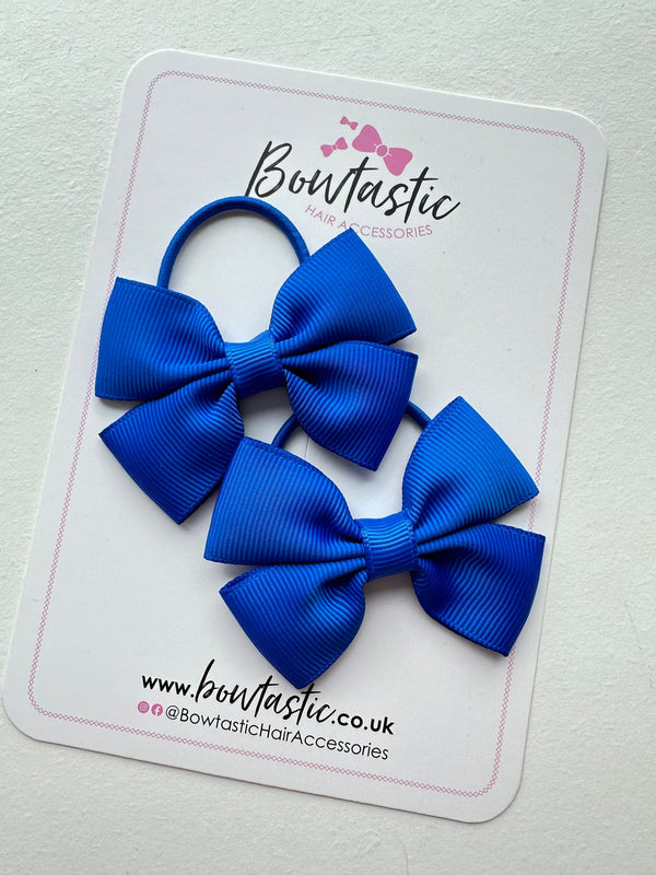 2.5 Inch Butterfly Bow Thin Elastic - Electric Blue - 2 Pack