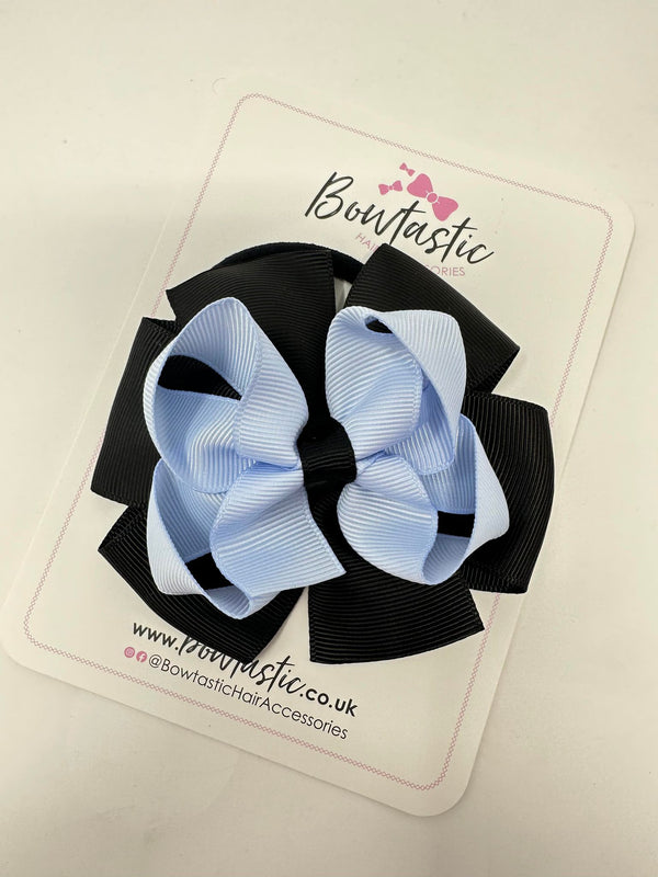 3.75 Inch Double Bow Bobble - Bluebell & Black