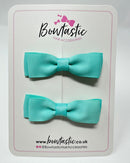 2.75 Inch Flat Bow - Aqua - 2 Pack