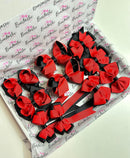 School Bundle - 5 Matching Pairs - Red & Black - Clips