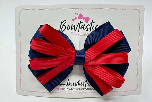 4.5 Inch Loop Bow - Red & Navy