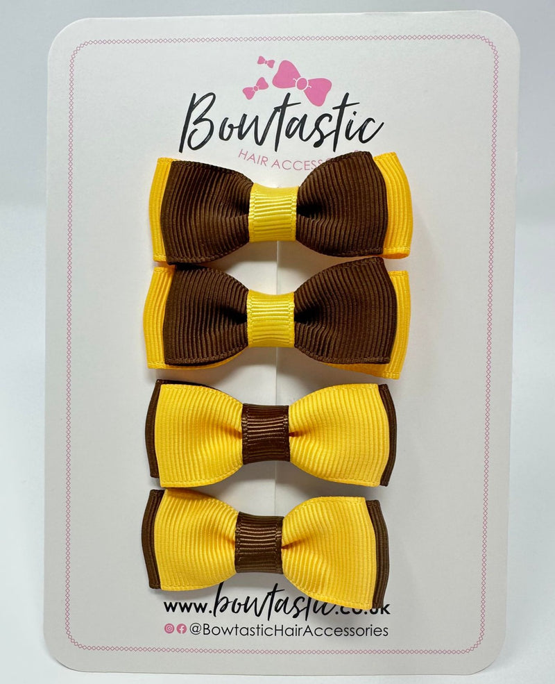 1.75 Inch Bows - Turftan & Yellow Gold - 4 Pack