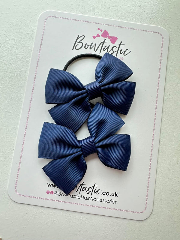 2.5 Inch Butterfly Bow Thin Elastic - Navy - 2 Pack