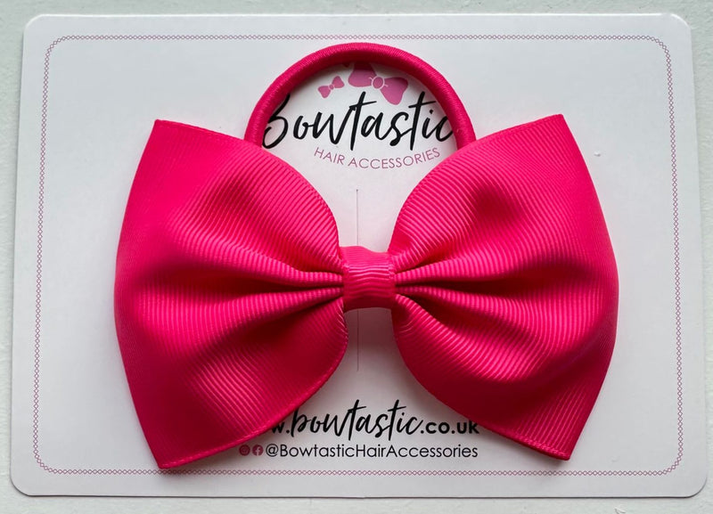 4.5 Inch Tuxedo Bow Bobble - Shocking Pink