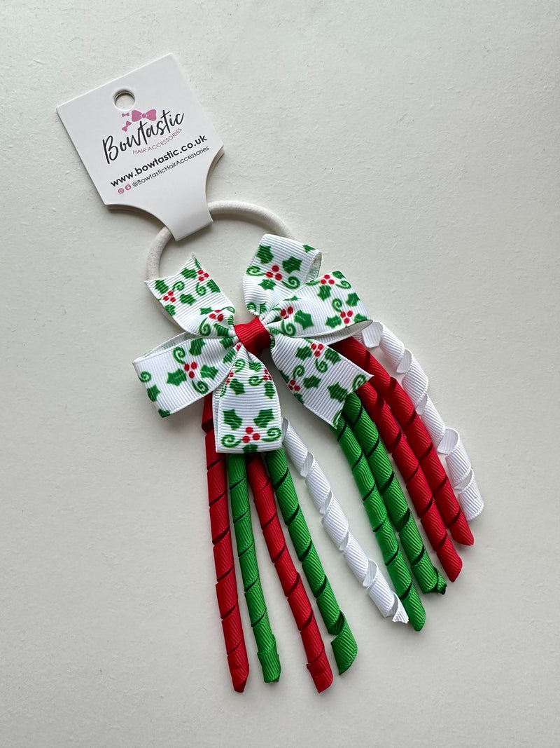 Christmas - 3 Inch Pinwheel Corker - Red, Green & White Holly