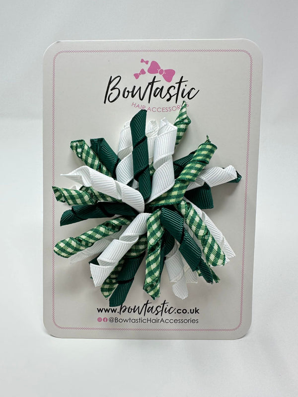 3.5 Inch Corker Bow - Green & White Gingham