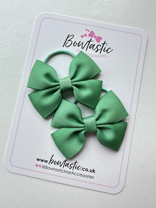 2.5 Inch Butterfly Bow Thin Elastic - Sage Green - 2 Pack