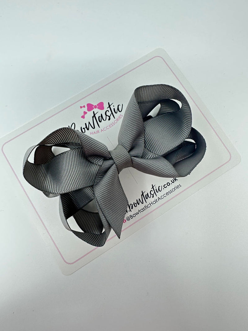 4 Inch Layer Bow - Metal Grey