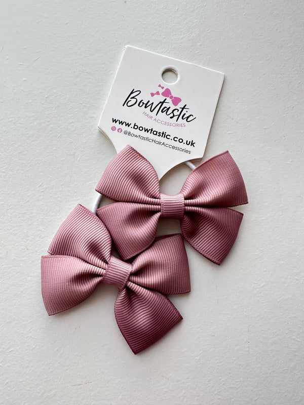 2.5 Inch Butterfly Bow Thin Elastic - Antique Mauve - 2 Pack