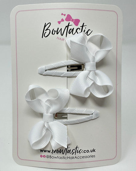 2 Inch Bow Snap Clip - White - 2 Pack