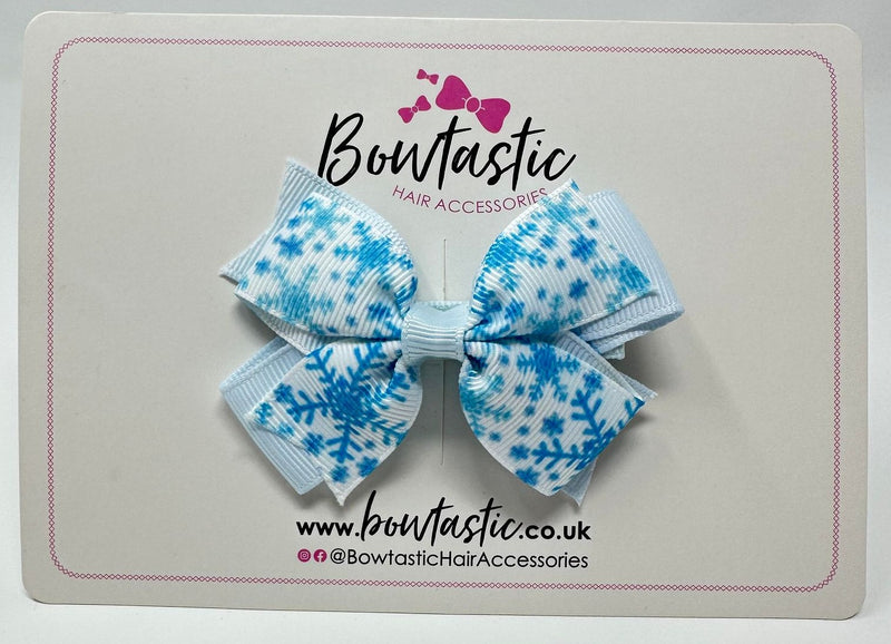 Christmas - 3 Inch Pattern Bow - Blues Snowflake