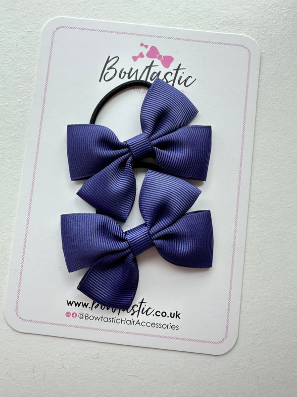 2.5 Inch Butterfly Bow Thin Elastic - Ink Blue - 2 Pack