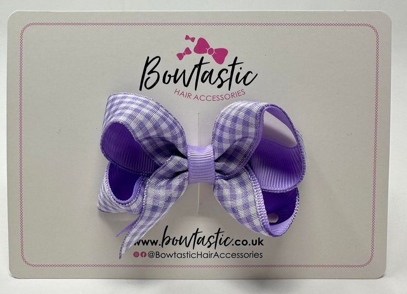 3 Inch Bow - Lilac Gingham