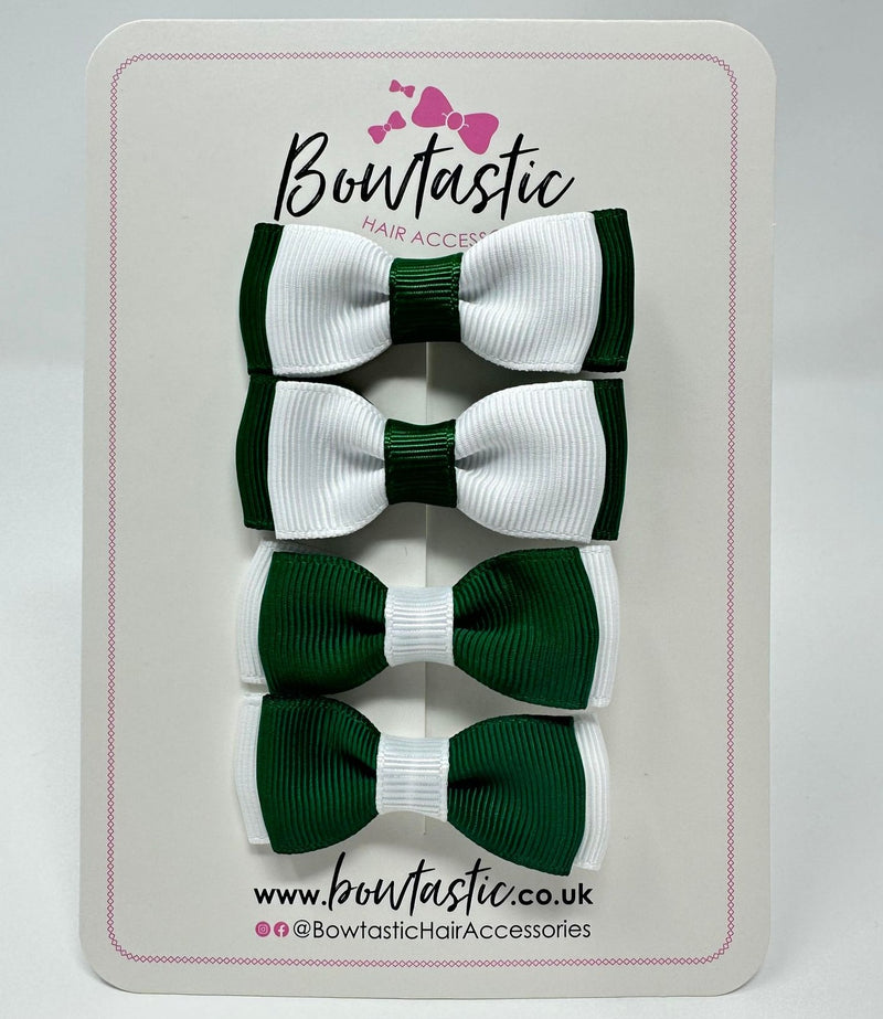 1.75 Inch Bows - Forest Green & White - 4 Pack