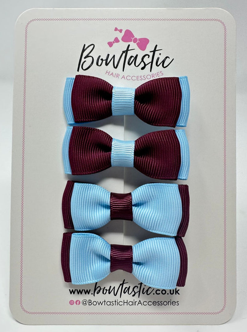 1.75 Inch Bows - Burgundy & Blue Topaz - 4 Pack