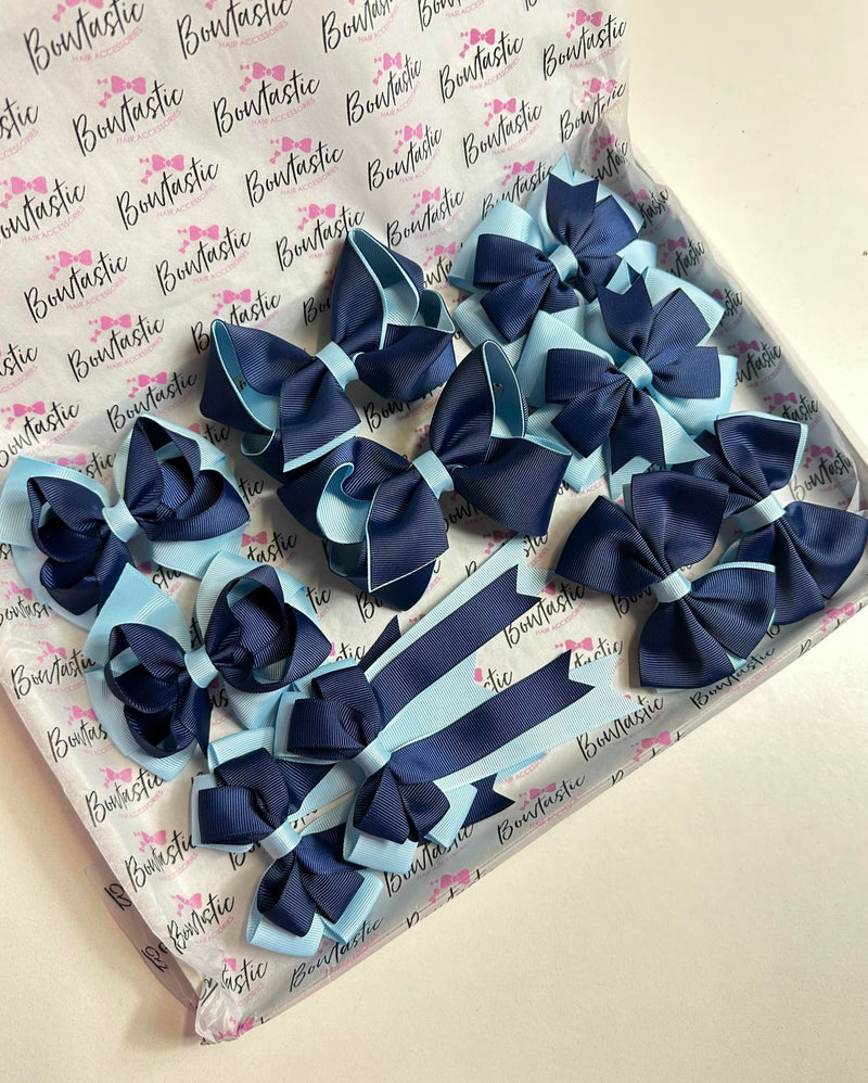 School Bundle - 5 Matching Pairs - Navy & Blue Topaz - Clips